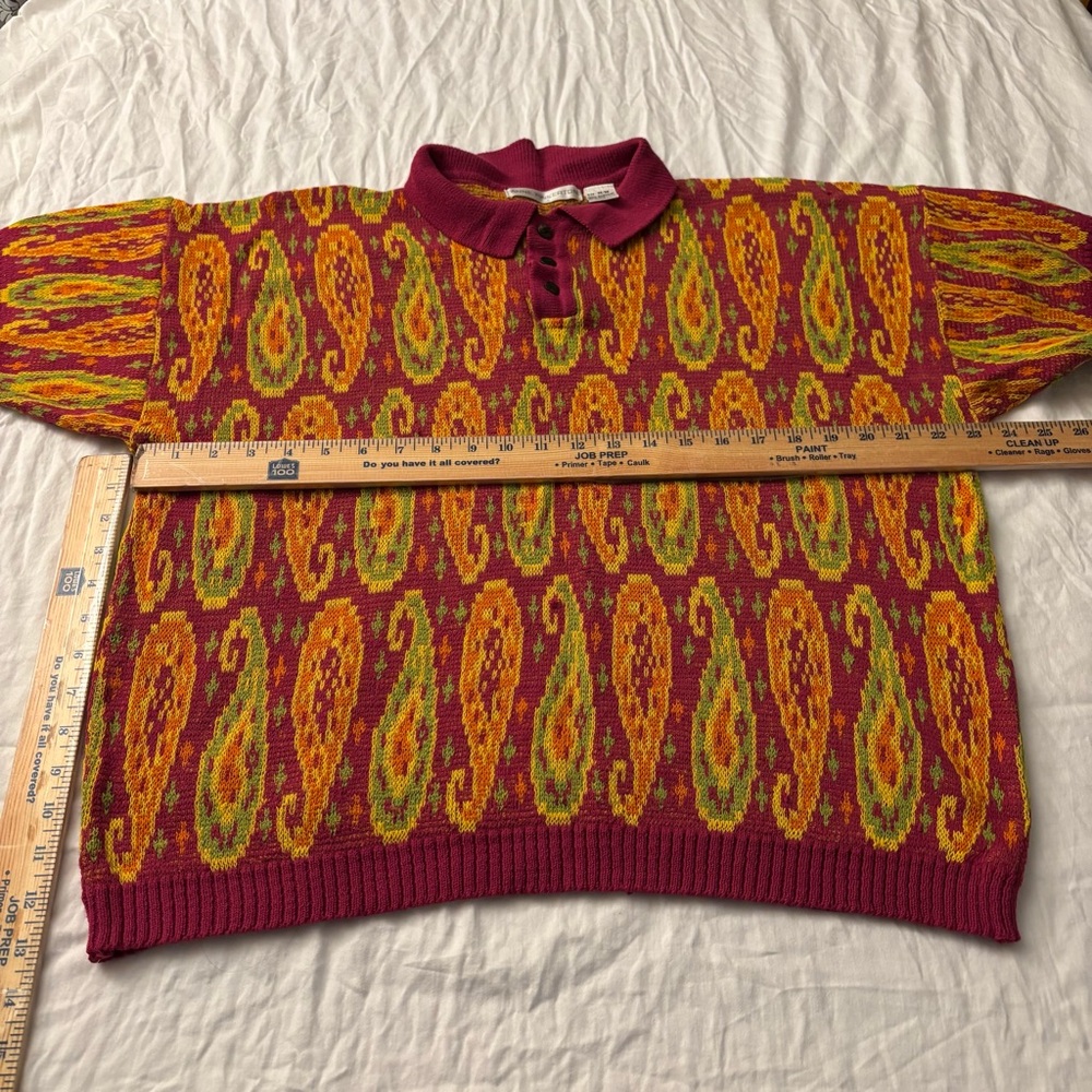Vintage Art To Wear Knit Polo Sweater Top Size M - Picture 7 of 10